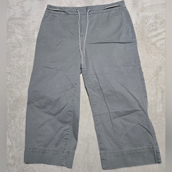 Talbots Pants - Talbots Wide-leg Crop Chino Pants Sz 10P Drawstring Olive Green City Preppy EUC